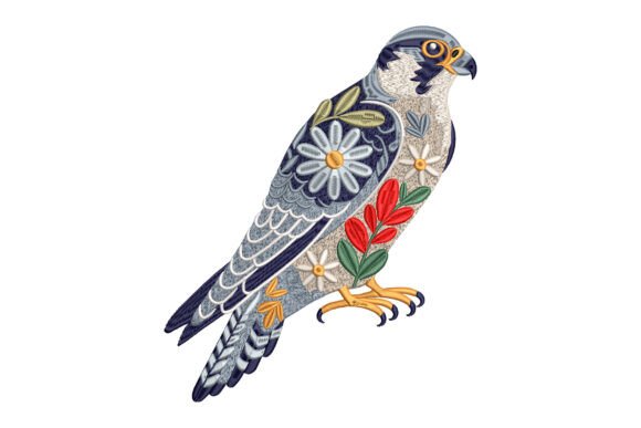Bold and Detailed Floral Falcon Embroidery