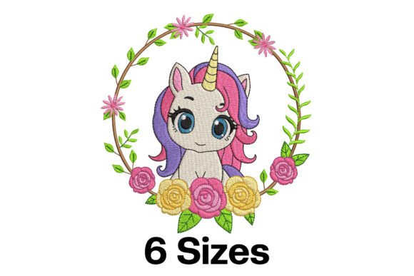 Charming Beautiful Unicorn Floral Frame