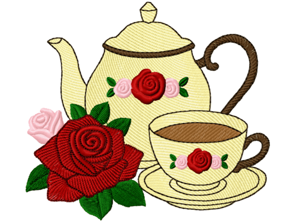 Charming Floral Teapot and Teacup Design