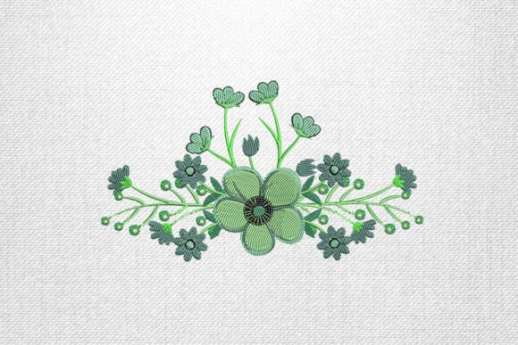 Charming Green Floral Bouquet Embroidery Design