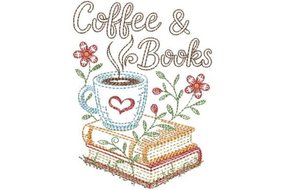 Coffee Books Embroidery File 4x4: A Cozy Addition