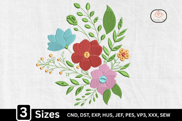 Colorful Floral Bouquet: A Versatile Embroidery Design