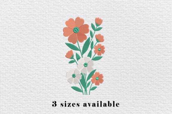 Elegant Orange White Floral Embroidery File