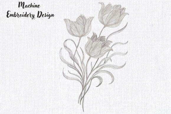 Elegant Tulip Trio Blackwork: A Refined Floral Choice