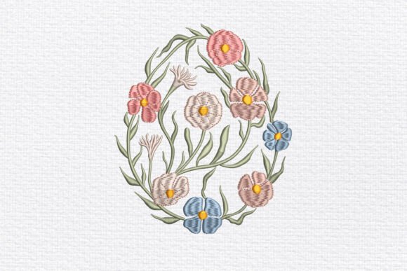 Floral Easter Egg: A Charming Embroidery Design