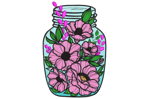 Floral Jar: A Charming Addition to Your Embroidery Projects
