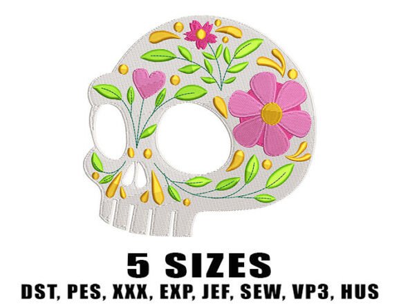 Floral Love Skull: A Unique Holiday Embroidery Design