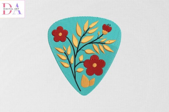 Floral Patch Guiter Pick: A Charming Embroidery Design