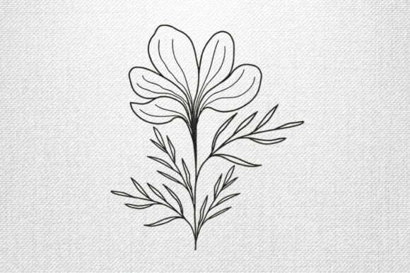 Minimal Floral Outline: A Charming Embroidery Design