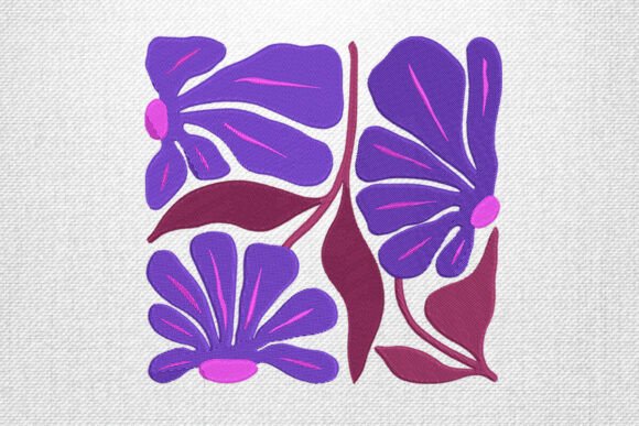 Purple Blooms: A Versatile Floral Embroidery Design
