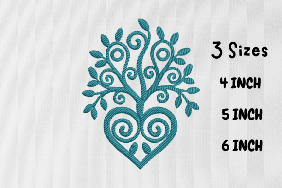 Swirly Floral Love Heart Tree: A Charming Embroidery Design