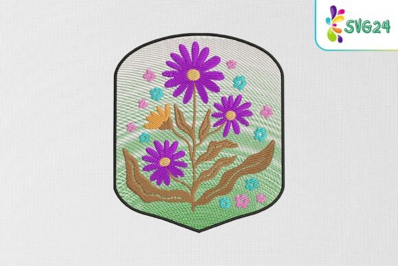 Vibrant Colorful Floral Garden Embroidery